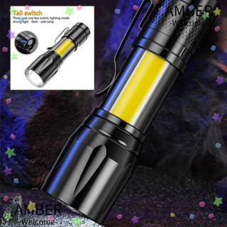 Amber ไฟฉาย LED 1200000Lm ไฟฉาย แบบชาร์จ USB สีดํา