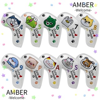 Amber ผ้าคลุมหัวไม้กอล์ฟ แบบหนัง 10 ชิ้น ต่อชุด