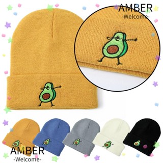 Amber หมวกบีนนี่ลําลอง ผ้าถัก คุณภาพสูง สีพื้น สําหรับผู้หญิง