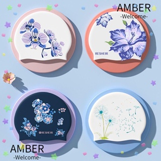 Amber หมวกว่ายน้ํา หมวกอาบน้ํา ซิลิโคน ทนทาน สําหรับผู้หญิง