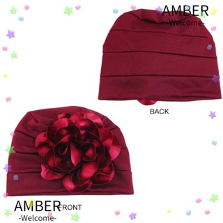 Amber หมวกผ้าโพกหัว ลายดอกไม้ ขนาดใหญ่ พันผมร่วง