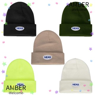 Amber หมวกบีนนี่ลําลอง ผ้าถัก สีพื้น น่ารัก สําหรับผู้หญิง 5 สี