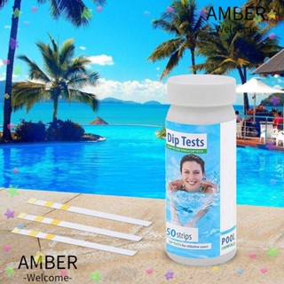 Amber 3 in 1 แถบทดสอบคลอรีนในน้ํา ความแข็งของน้ํา ตรวจสอบสุขภาพ ทดสอบน้ํา สปา 50 ชิ้น