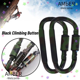 Amber คาราบิเนอร์ โลหะผสมอลูมิเนียม สีดํา สําหรับปีนเขา เล่นกีฬากลางแจ้ง 2 ชิ้น