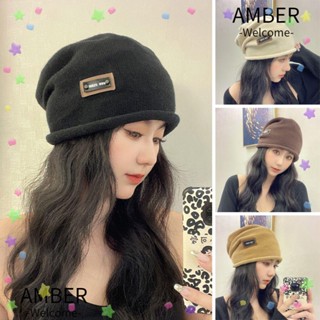 Amber หมวกบีนนี่ลําลอง ผ้าถัก คุณภาพสูง สําหรับผู้หญิง และผู้ชาย