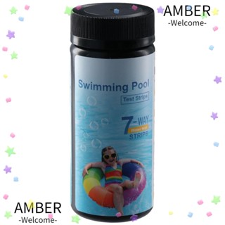 Amber แถบทดสอบคลอรีน PET 7-In-1 100ct สําหรับสระว่ายน้ํา ตู้ปลา พิพิธภัณฑ์สัตว์น้ํา