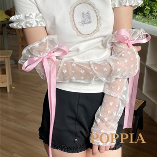 Poppia- ถุงมือลูกไม้ กันแดด ป้องกันรังสียูวี ลายดอกไม้ สําหรับผู้หญิง