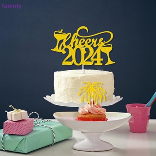 Faomty ท็อปเปอร์ไม้จิ้มฟัน ลาย Happy New Year 2024 2024 สําหรับตกแต่งเค้ก ปาร์ตี้คริสต์มาส 2024
