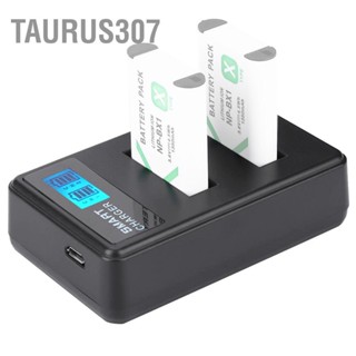 Taurus307 แบบพกพาการเดินทางกลางแจ้งการชาร์จ USB LCD Dual Slots เครื่องชาร์จสำหรับแบตเตอรี่ NP-BX1 สีดำ