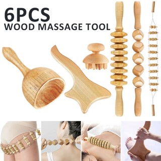 New 6pcs Wooden Therapy Massage Tool Maderoterapia Colombiana Lymphatic Drainage