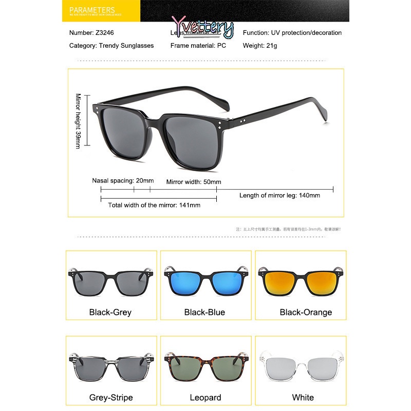 ร้านค้าไทย🔥แว่นกันแดดกล่องสี่เหลี่ยมป้องกันรังสียูวีแฟชั่นวินเทจเจ๋งผู้ชายผู้หญิงขนาดเล็กเบาพิเศษ - รูปที่ 6