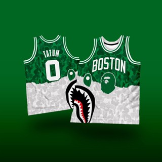 เสื้อกีฬาแขนกุด ลายทีม Boston Celtics BAPE TATUM GC Jersey สําหรับผู้ชาย