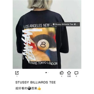 FTNI STUSSY billiards round neck short-sleeved T-shirt for couples couple tee for men and women
