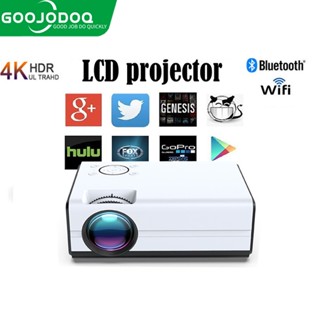 GOOJODOQ 4K Android Project 9.0 Smart LCD WiFi Bluetooth โฮมเธียเตอร์แบบพกพา