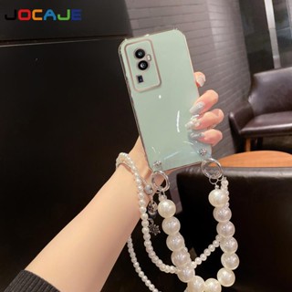 เคสโทรศัพท์มือถือ ซิลิโคน กันกระแทก พร้อมสายคล้อง ประดับไข่มุก สําหรับ OPPO Reno 10 Pro plus Reno 9 Pro+ Reno 8T