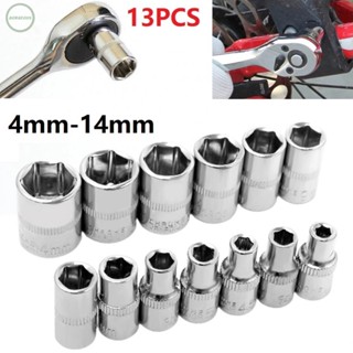 GORGEOUS~Hex Sockets Socket Wrench 1/4 Inch Drive 13PCS 4mm-14mm Head Hex Nut Set