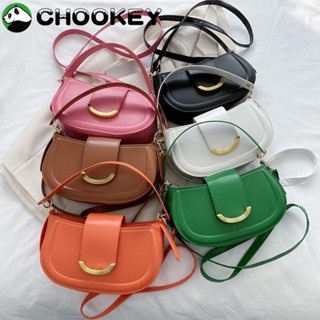 Chookey กระเป๋าสะพายไหล่ หนัง PU ทรงคลัทช์ แบบพกพา สีพื้น สไตล์คลาสสิก สําหรับผู้หญิง