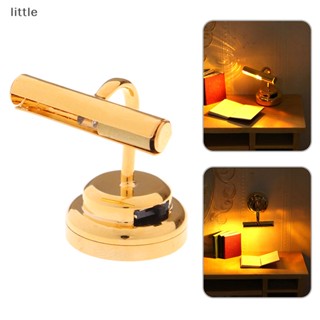 Thlittle โคมไฟตั้งโต๊ะ LED 1:12 สีทอง สําหรับตกแต่งบ้านตุ๊กตา