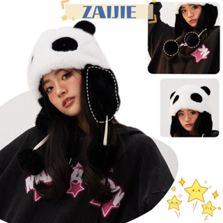 Zaijie24 หมวกบักเก็ต ผ้ากํามะหยี่ขนนิ่ม กันลม ป้องกันหู ลายการ์ตูนน่ารัก หนา เหมาะกับฤดูใบไม้ร่วง ฤดูหนาว สําหรับผู้หญิง