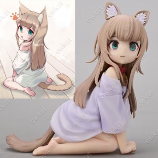 โมเดล My Cat Is a Kawaii Girl Kinako GK Ver. 1/7 Size 12cm Vivacious Influencer Catgirl Eating Fish Illustrator 40hara Comic illustration PVC Figure Packed in Box Model