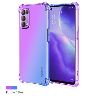 เคสโทรศัพท์มือถือแบบใส กันกระแทก ไล่โทนสี สองสี สําหรับ OPPO Reno 5 5G Reno5 Pro 6Z 5K Find X3 Lite Neo Reno 4 Pro 4G