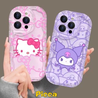 เคสโทรศัพท์มือถือ ลายการ์ตูนคิตตี้คลื่น 3D สําหรับ Redmi Note 12 11 9 10s 11s 8 10 Pro Max Poco M3 Redmi 9 A1 12C 9A 10C 10A 10 9C 12 9T A2 9C NFC Mi 11 12 Lite เคสขอบโค้ง