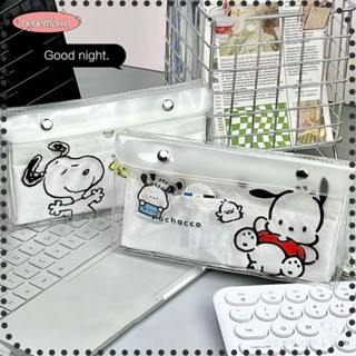 Bebettkiss กระเป๋าเครื่องเขียน PVC โปร่งแสง กันน้ํา จุของได้เยอะ ลาย Pochacco Snoopy สําหรับนักเรียน