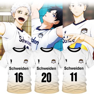 เสื้อยืดแขนสั้น พิมพ์ลายกราฟิกอนิเมะ Haikyuu Schweiden Adlers KAGEYAMA 3 มิติ สําหรับผู้ชาย