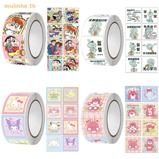 Mulinhe สติกเกอร์เทปกาว ลายการ์ตูนอนิเมะ Sanrio Kawaii น่ารัก มีกาวในตัว สําหรับติดตกแต่งสมุด 500 ชิ้น ต่อม้วน