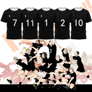 วอลเลย์บอลไฮคิว!!เสื้อยืดแขนสั้นลําลอง พิมพ์ลายการ์ตูนอนิเมะ Inorusaki College 3 มิติ สําหรับเด็ก