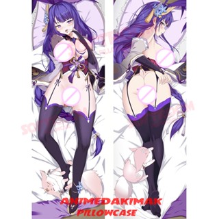 Genshin Impact Raiden Shogun Dakimakura ปลอกหมอนอิงโซฟา แบบนิ่ม ลายอนิเมะญี่ปุ่น Otaku ขนาด 50x160 ซม. DK4648