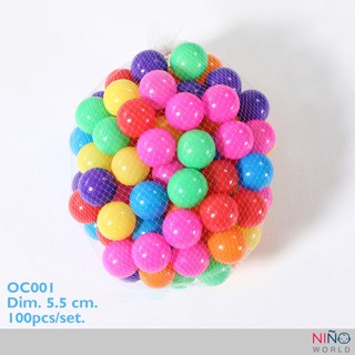 NINO World ลูกบอล PE รุ่น OC001 ขนาด 5.5 ซม. คละสี 100 pcs/ชุด