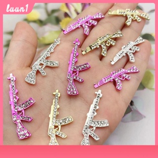 10pcs Pink 3d Crystal Rhinestone Gun Shape Punk Style Nail Art Diy Nail Art Jewelry Alloy Metal Charm Ornaments COD