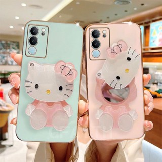 พร้อมส่ง ใหม่ เคสโทรศัพท์มือถือนิ่ม ป้องกันเลนส์ ลายคิตตี้น่ารัก พร้อมกระจกแต่งหน้า สําหรับ VIVO V29 5G 2023 V29