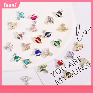 10 Pack Glitter Rhinestone Planet Nail Charm 3d Luxury Alloy Crystal Jewelry Gemstone Diamond Nail Parts Nail Art Tips Decoration COD