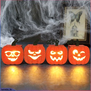 New Halloween Dress Props Led Luminous Pumpkin Light Home Decoration Light Ghostface Pumpkin Light Halloween Wooden Ornaments (twinkle.th)