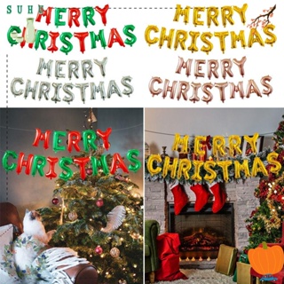 Suhu ลูกโป่งเป่าลม ลายตัวอักษร Merry Christmas สําหรับตกแต่งปาร์ตี้ วันหยุด