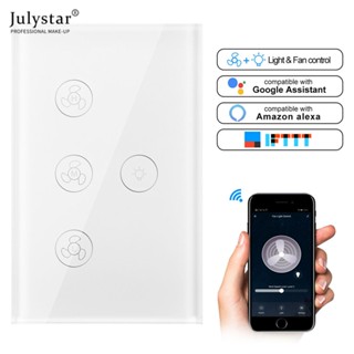 JULYSTAR Graffiti wifi พัดลมสวิตช์ไฟ SCR stepless speed control touch panel switch APP รีโมทคอนโทรลไร้สาย