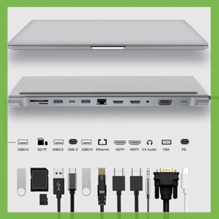 [aigoni.th] ฮับ USB 3.1 เป็น HDMI คู่ 12 in 1 Type-C 4K VGA