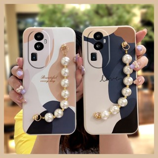 Skin-friendly feel Anti-fall Phone Case For OPPO Reno10 soft shell Liquid silicone shell Pearl bracelet Bear bracelet