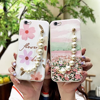 Liquid silicone shell soft shell Phone Case For iphone 6/6S Nordic style phone case Pearl bracelet Solid color Simplicity