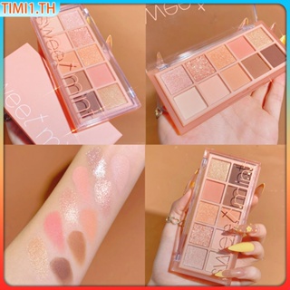 Sweetmint Eyeshadow Palette 10 Colors Sequins Glitter Pearlescent Blush Eyeshadow Dual-purpose Face Makeup Women | เวลา1