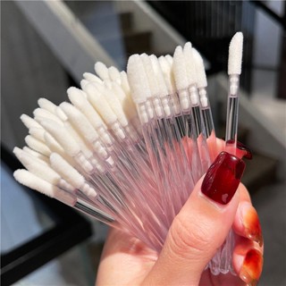 Spot #50 disposable flocking lip brush stick womens portable lipstick brush crystal transparent rod lip gloss lip glaze faint dye brush head 8jj