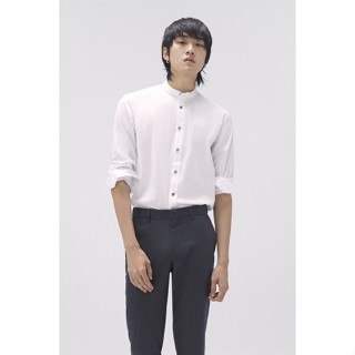 LTD เสื้อเชิ้ตแขนยาวคอจีน ผู้ชาย สีขาว | Stand Collar Shirt | 03473