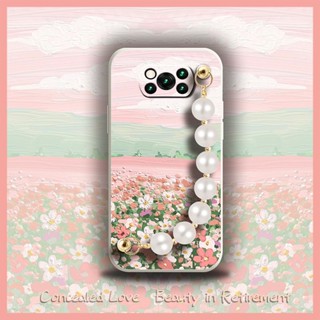 Anti-fall protective case Phone Case For Xiaomi Poco X3 NFC/X3 Pro/X3 Bear bracelet Camera all inclusive Pearl bracelet