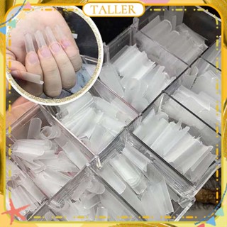 ✧Ready Stcok Hsm 500pcs Nail Art Fake Nail Patch Transparent Full Half Patch Wear Free Engraving Grinding Nail Tablets Manicure Tool For Nail Shop TALLER