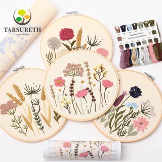 Tarsureth ชุดปักครอสสติตช์ ลายดอกไม้น่ารัก 11.8 นิ้ว x 11.8 นิ้ว (30 ซม.) สําหรับผู้เริ่มต้น 4 ชิ้น