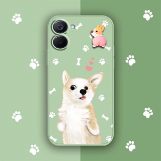 soft shell Anti-fall Phone Case For OPPO Realme V20 protective case Corgi PP Simplicity Skin feel silicone Rotating bracket