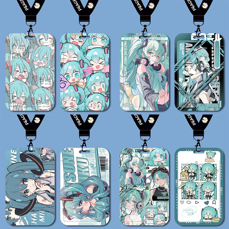 Hatsune Miku Student School ID Card Holder Work ID Personal ID Lanyard Name Card Case