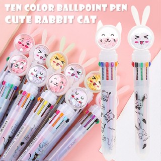 Cartoon Ten-color Multicolor Plastic Ballpoint Pen Students Stationery Office